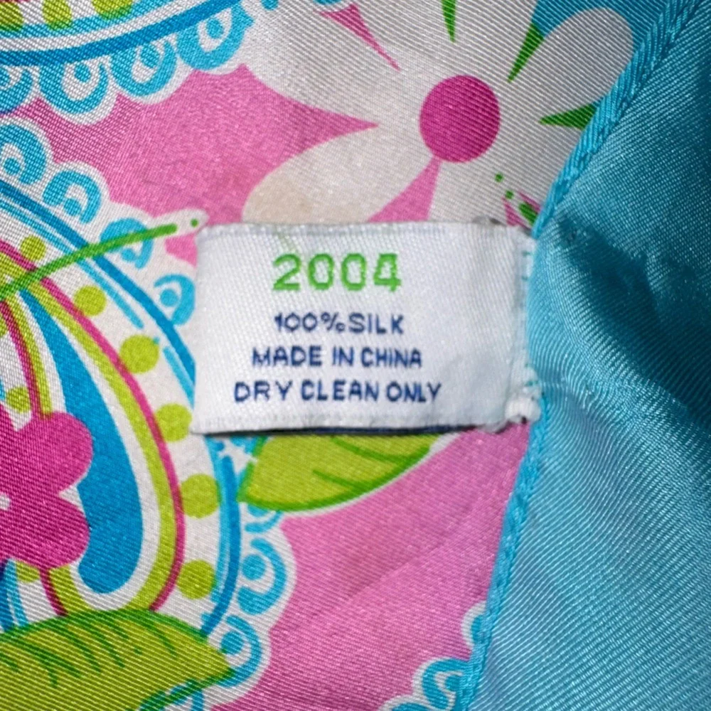 Lilly Pulitzer for Ford Silk Scarf Paisley Floral Pink Blue BCA